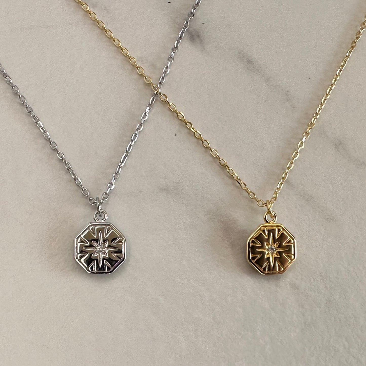 Hexagon Charm Pendant Necklace