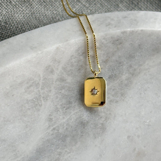 Halo Gemstone Token Pendant Necklace