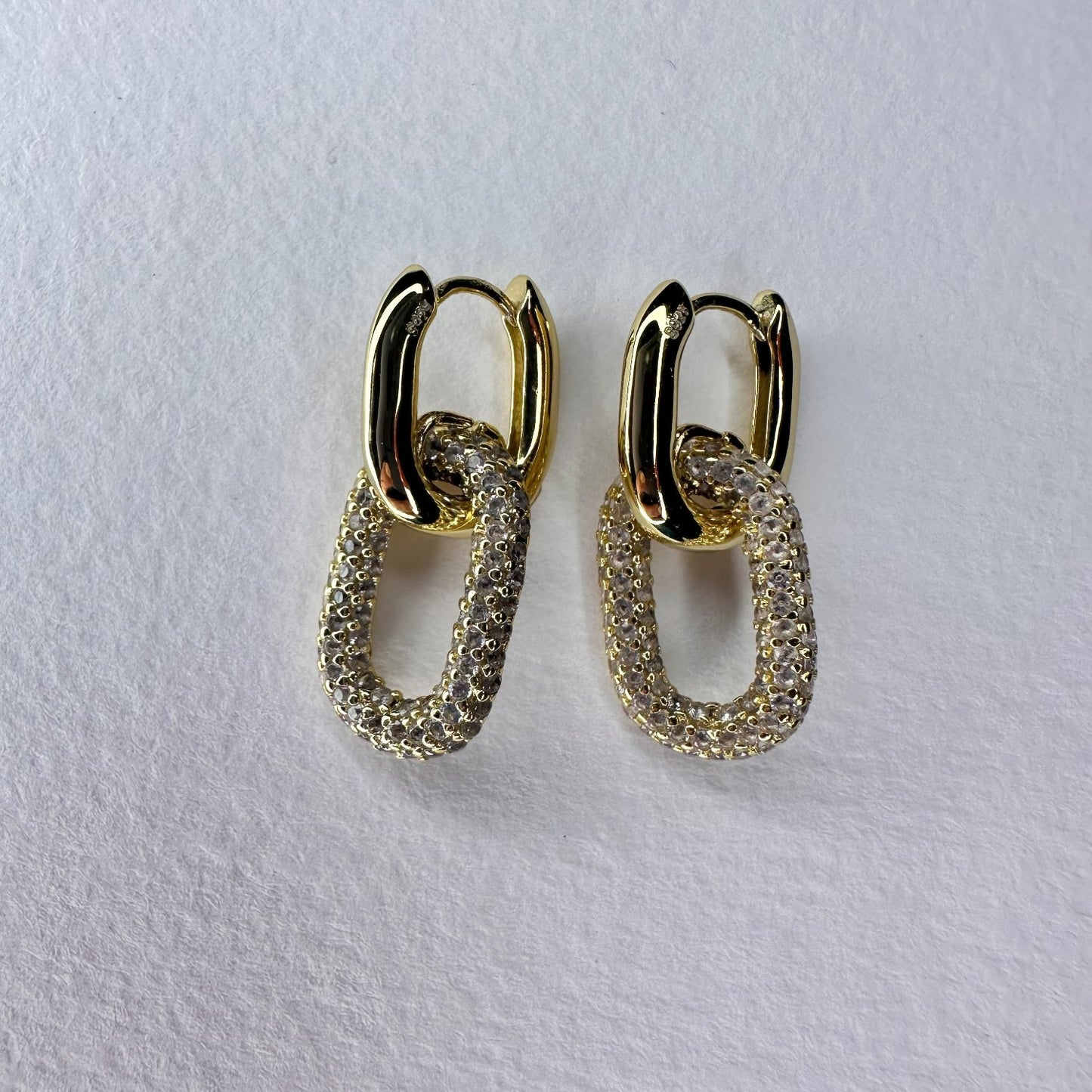 Aurae Gold Huggie Earrings with Pave Gemstone Charm