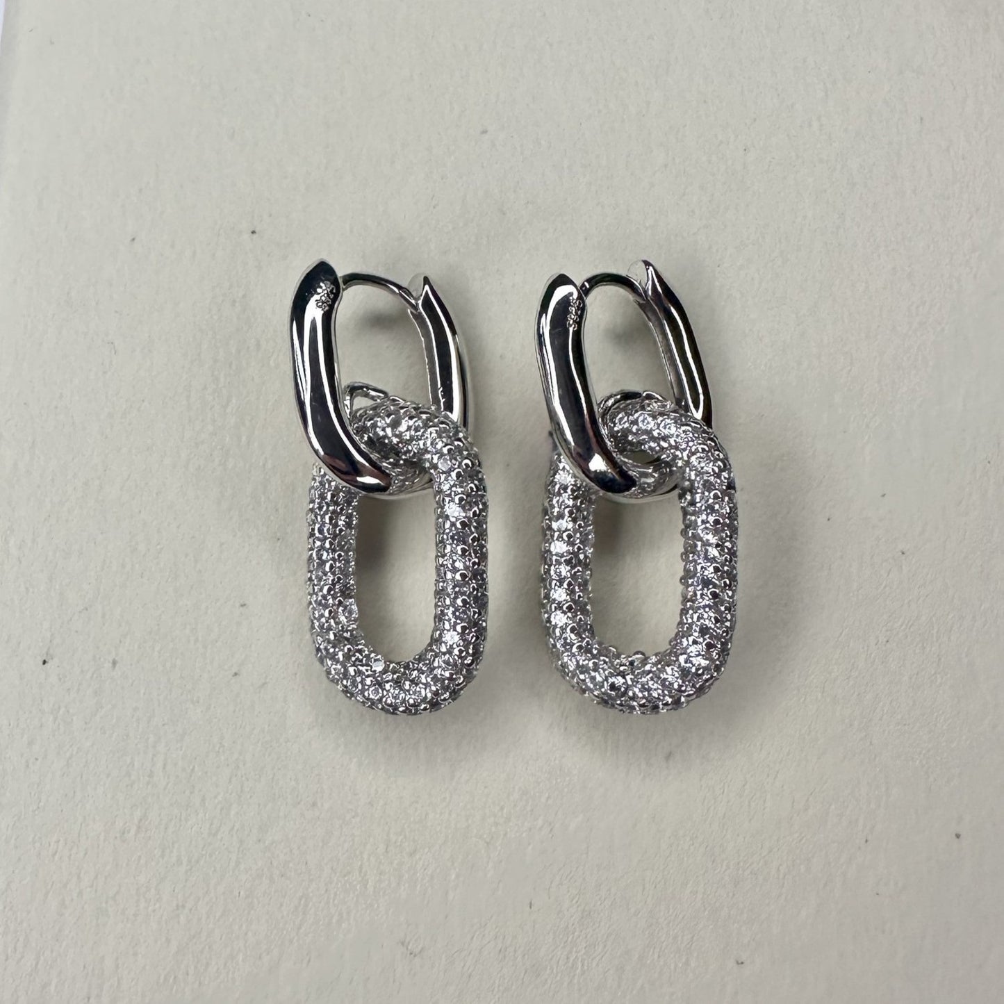 Aurae Silver Huggie Earrings with Pave Gemstone Charm